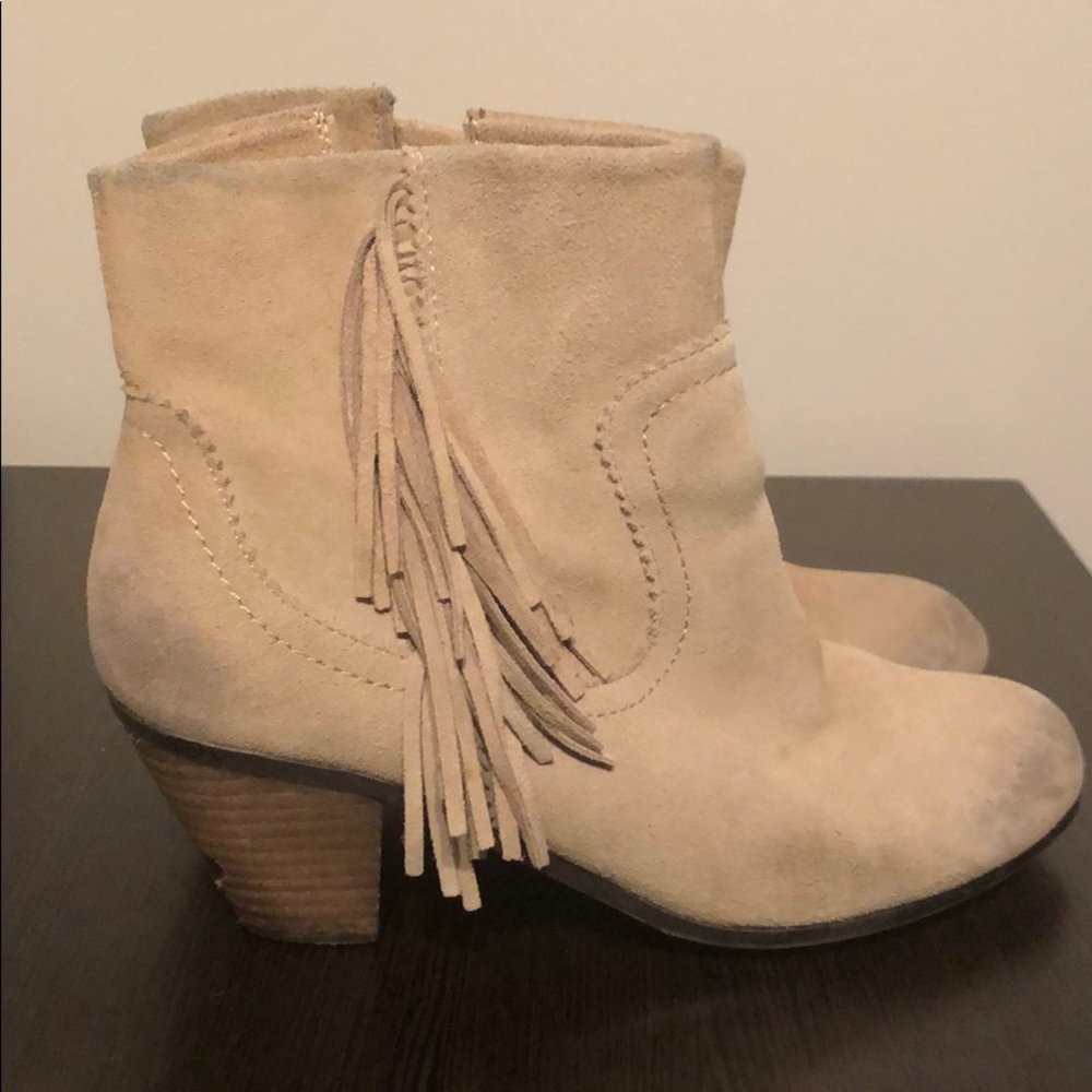 Fringe Suede Booties, Tan Boots on deep discount